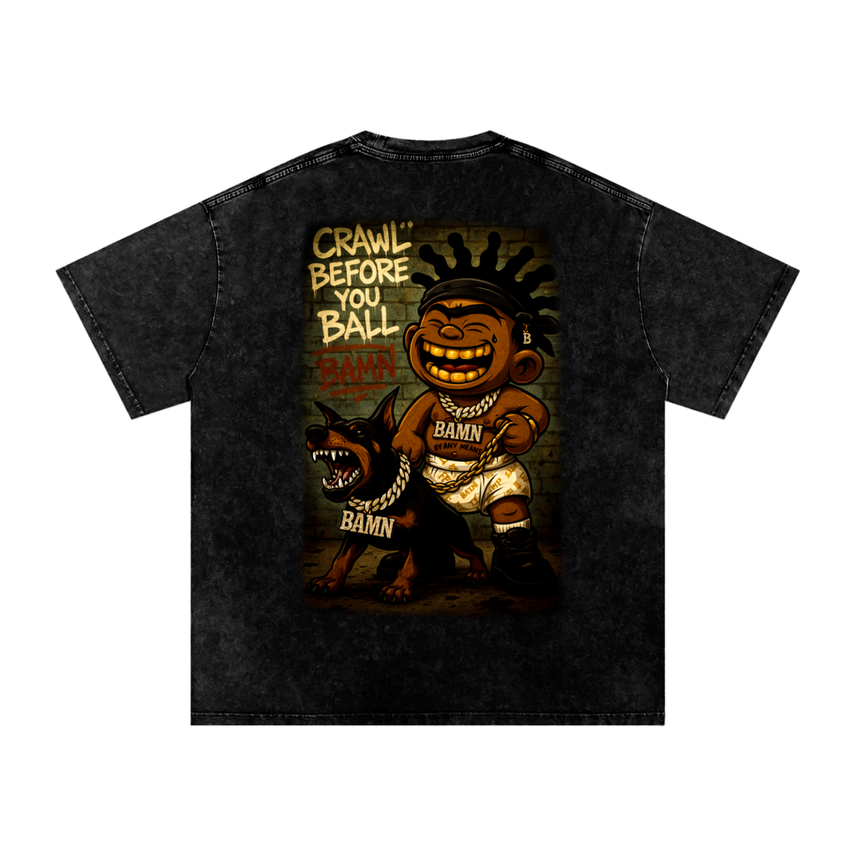 “CRAWL BEFORE YOU BALL” TEE – TODDLER TACTICS, GROWN MAN GRIND