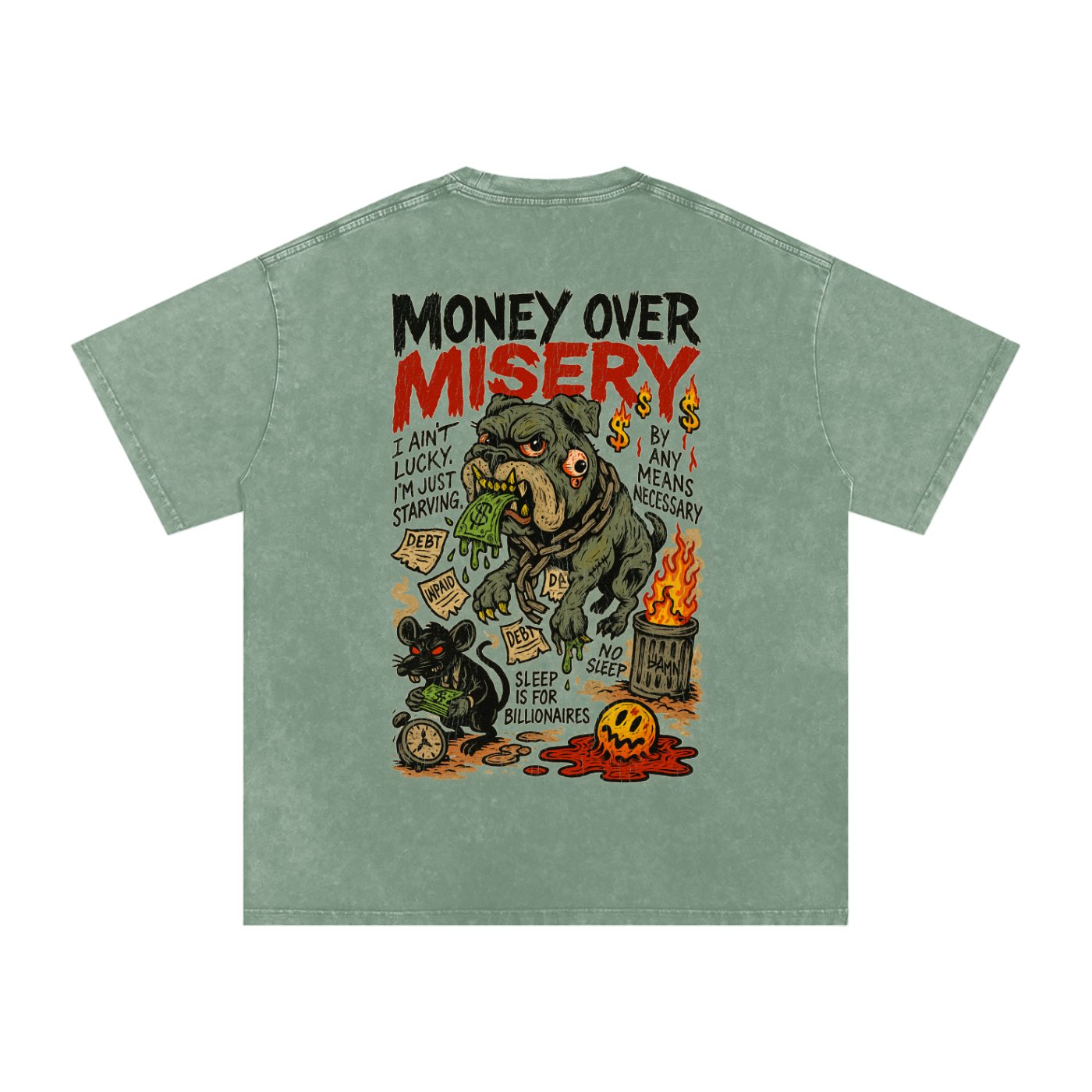 “MONEY OVER MISERY – BAMN HUNGER”
